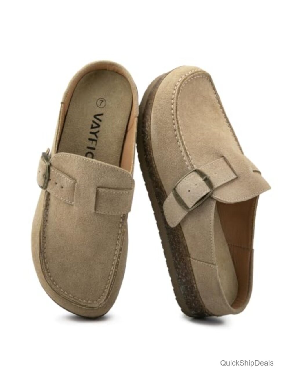 Women's Leather Mules Clogs Non Slip Platform Slip-On Slides